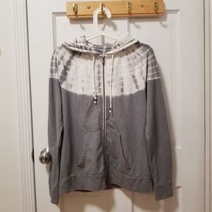 ♠ Sonoma Light Gray-White Tie-Dye Women's Hoodie